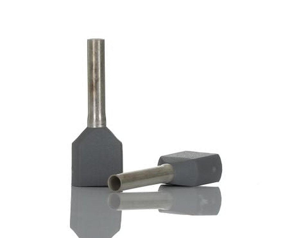 Phoenix Contact, AI-TWIN2X 0.75-10 GY Insulated Crimp Bootlace Ferrule, 10 mm Pin Length, 1.8 mm Pin Diameter, Grey to