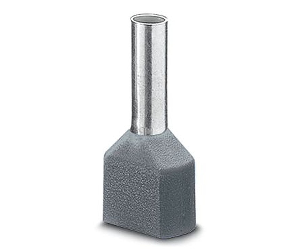 Phoenix Contact, AI-TWIN2X 4 -12 GY Insulated Crimp Bootlace Ferrule, 12 mm Pin Length, 3.8 mm Pin Diameter, Grey to 12
