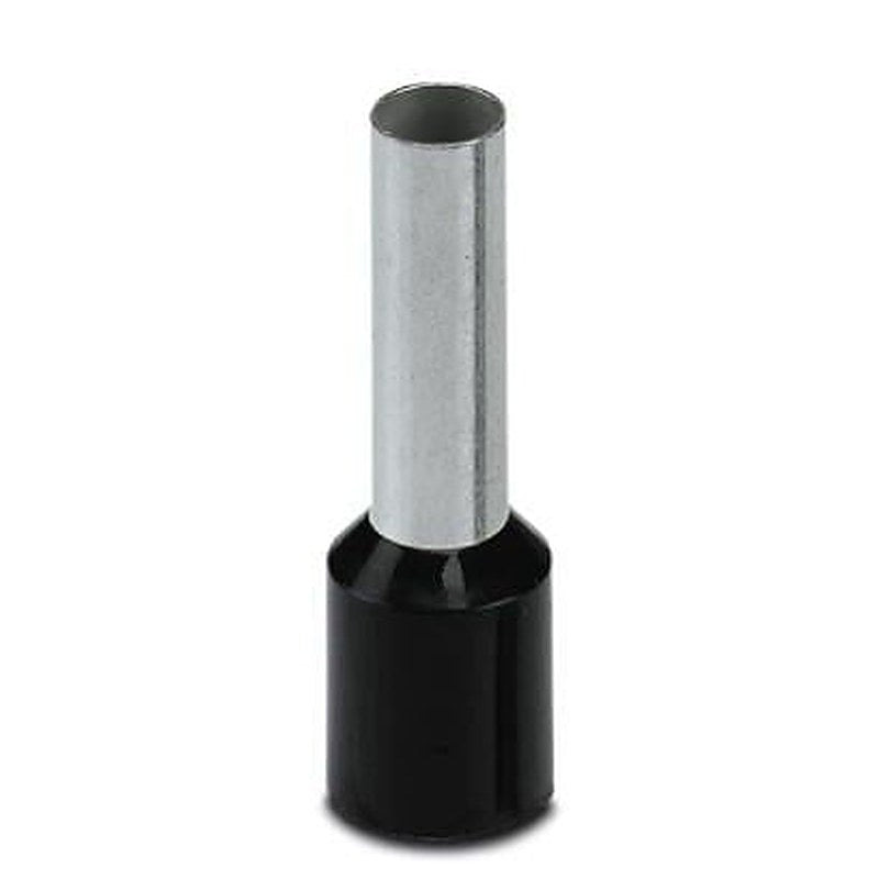 Phoenix Contact Insulated Crimp Bootlace Ferrule, 12 mm Pin Length, 3.5 mm Pin Diameter, Black to 10 AWG Wire Size