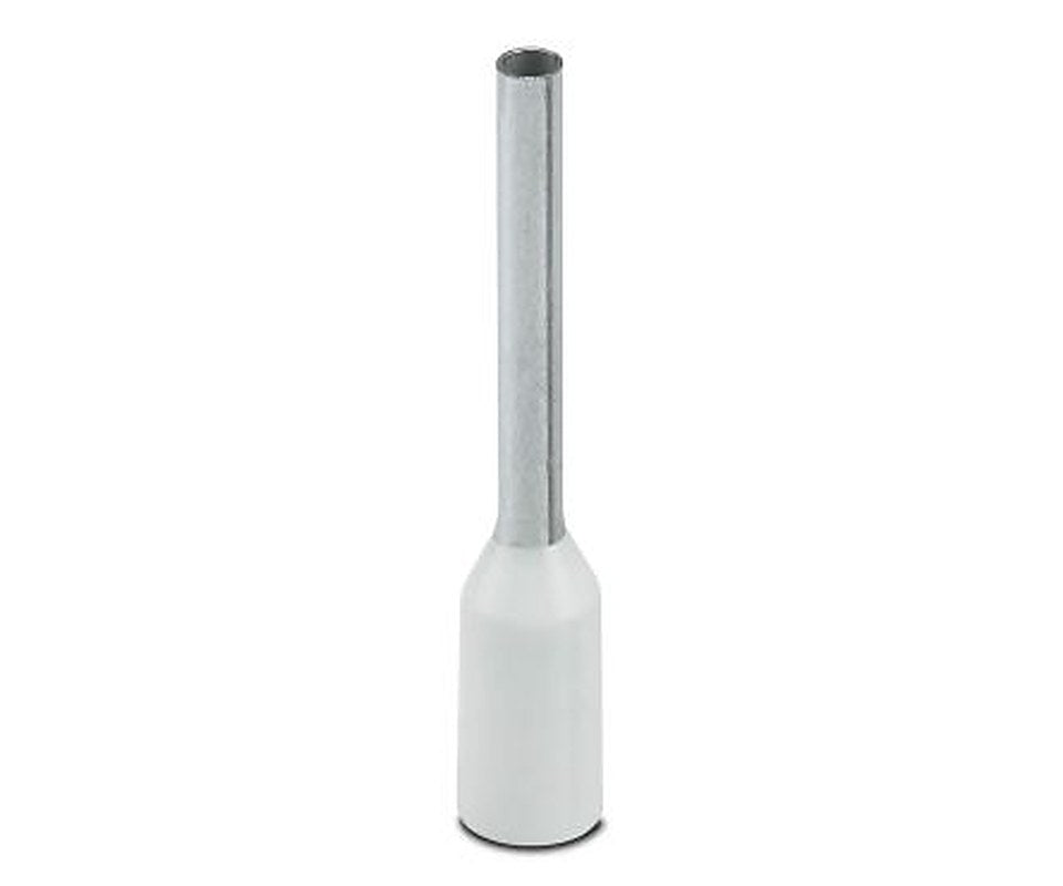 Phoenix Contact, AI Insulated Crimp Bootlace Ferrule, 10 mm Pin Length, 1.1 mm Pin Diameter, White to 20 AWG Wire Size