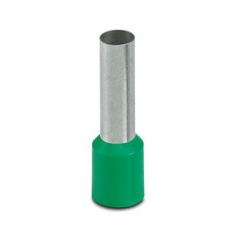 Phoenix Contact, AI 16-18 GN Insulated Ferrule, 18 mm Pin Length, 5.8 mm Pin Diameter, Green to 6 AWG Wire Size