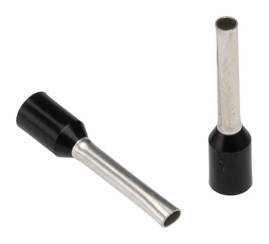 Phoenix Contact, AI Insulated Crimp Bootlace Ferrule, 12 mm Pin Length, 1.8 mm Pin Diameter, Black to 16 AWG Wire Size