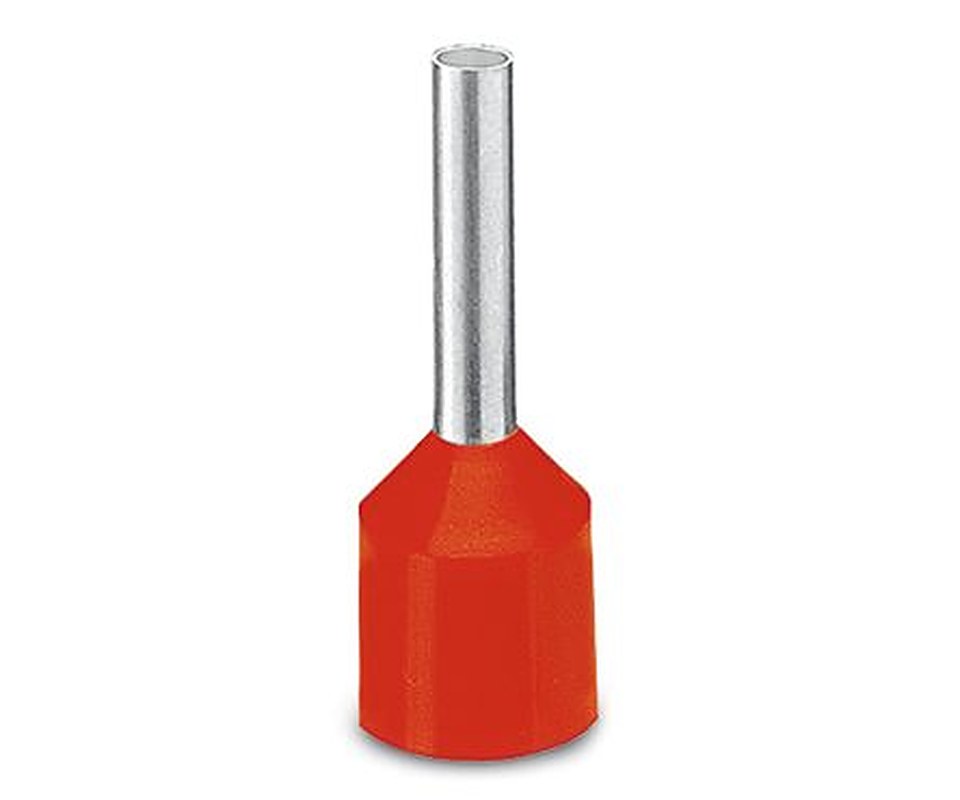 Phoenix Contact, AI-XL 10 -12 RD Insulated Ferrule, 24 mm Pin Length, 4.6 mm Pin Diameter, Red to 8 AWG Wire Size