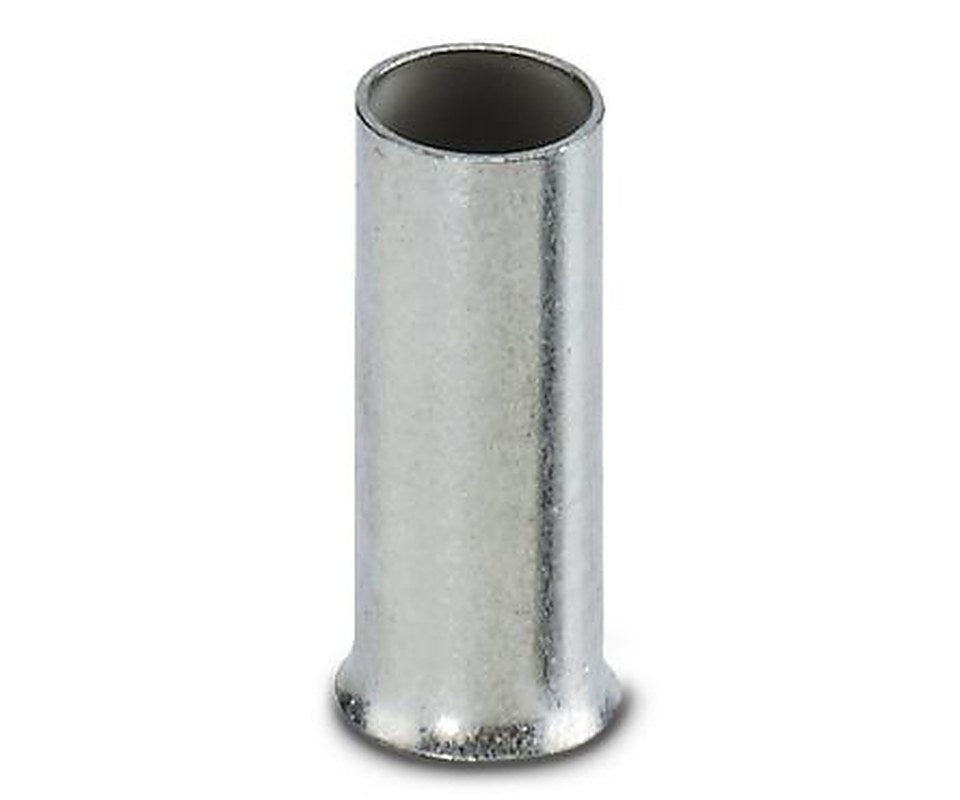 Phoenix Contact, A6 -10 Uninsulated Crimp Bootlace Ferrule, 9 mm Pin Length, 3.5 mm Pin Diameter, Silver to 10 AWG Wire