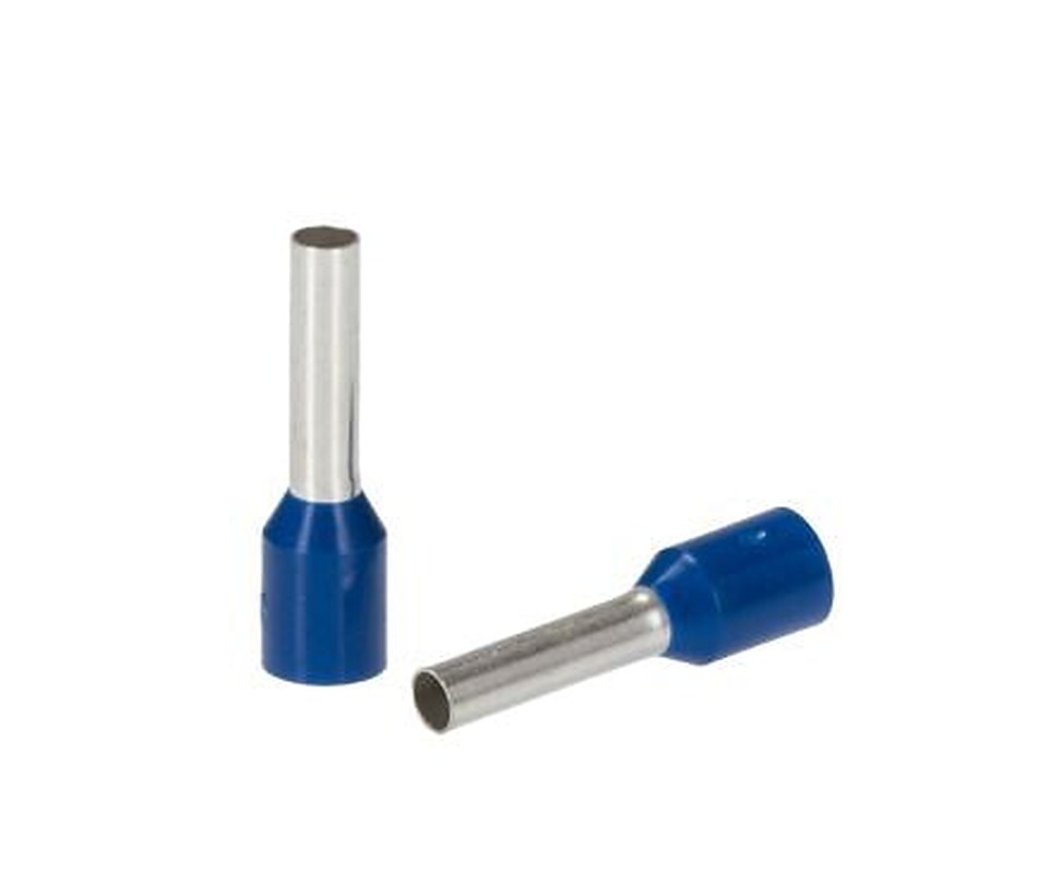 Phoenix Contact, AI2.5 -10 BU Insulated Crimp Bootlace Ferrule, 10 mm Pin Length, 2.3 mm Pin Diameter, Blue to 14 AWG