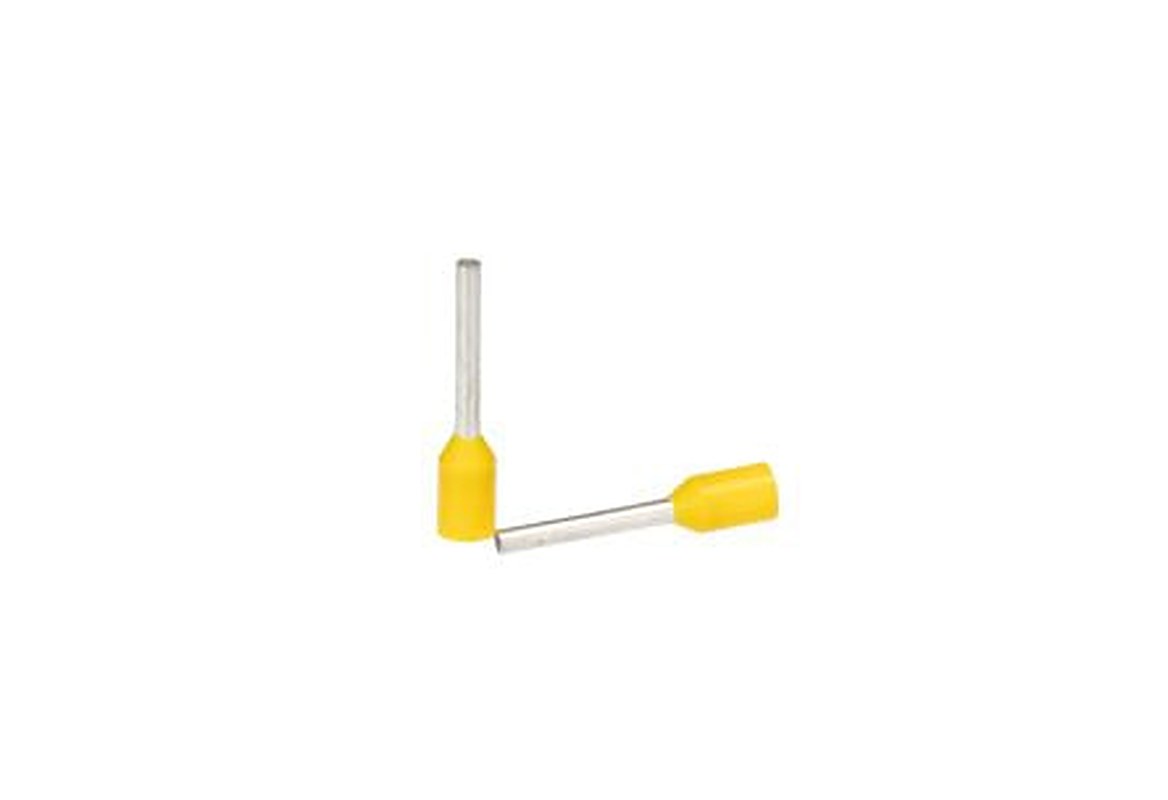 Phoenix Contact, AI Insulated Crimp Bootlace Ferrule, 8 mm Pin Length, 0.8 mm Pin Diameter, Yellow to 24 AWG Wire Size