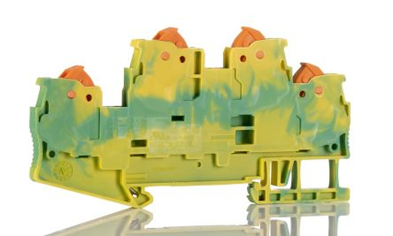 Phoenix Contact 3205132 QTTCB 1.5-PE Series Earth Terminal Block Yellow, Green, 0.25mm², 1.5 mm², 2-Level, Quick