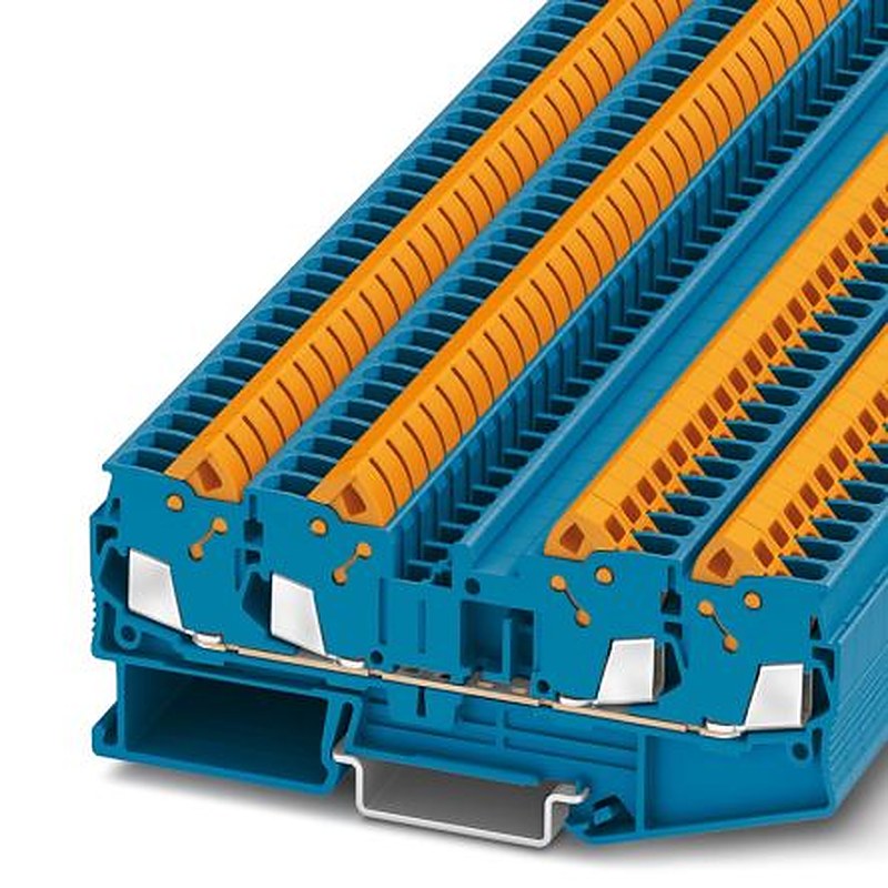 Phoenix Contact 3206447 Feed Through Terminal Block Blue, 0.5mm², 2.5 mm², 1-Level, Quick Connect