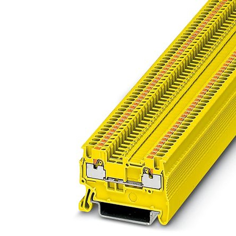 Phoenix Contact 3208130 PT 1 Series Feed Through Terminal Block Yellow, 0.14mm², 1.5 mm², 1-Level, Push-in, IECEx/ATEX