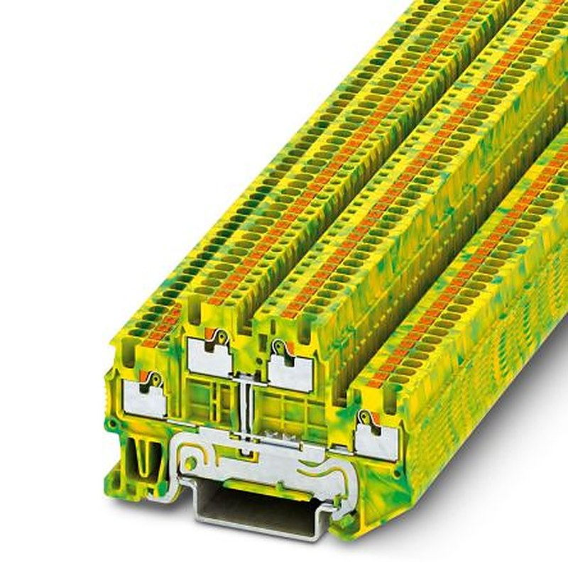 Phoenix Contact 3208537 PTTB 1.5/SPE Series Earth Terminal Block Yellow, Green, 0.14mm², 1.5 mm², 2-Level, Push-in,