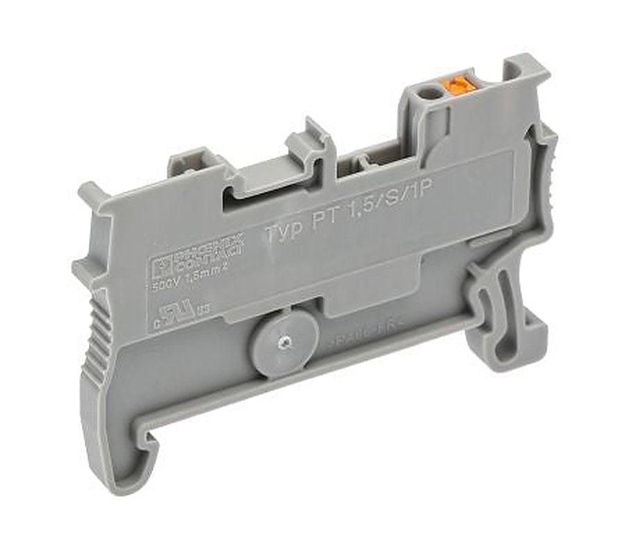 Phoenix Contact 3208582 PT 1 Series Feed Through Terminal Block Grey, 0.14mm², 1.5 mm², 1-Level, Push-in