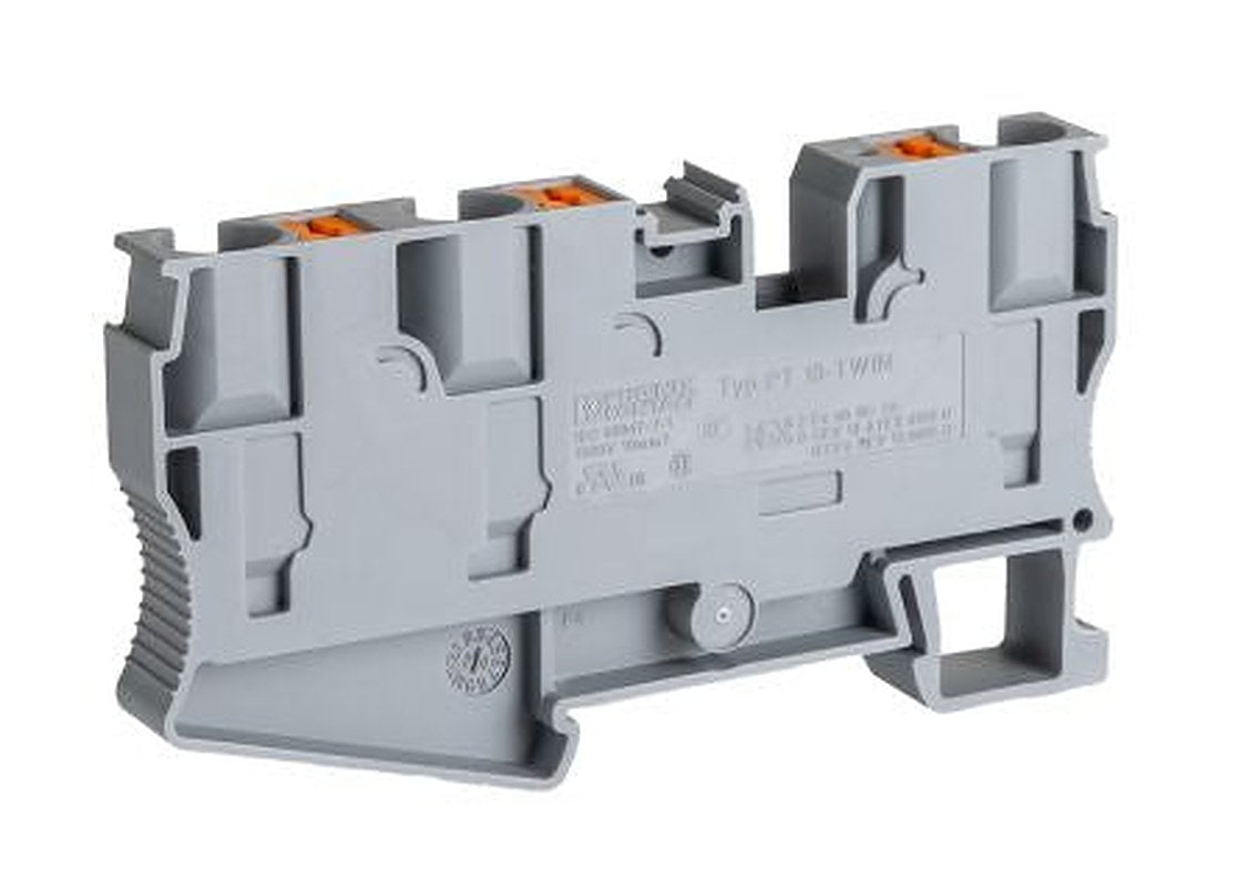 Phoenix Contact 3208746 PT 10 Series Feed Through Terminal Block Grey, 16mm², 1-Level, Push-in, IECEx/ATEX