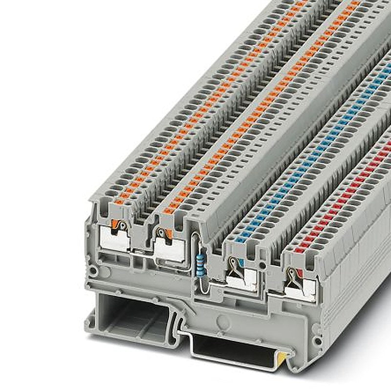 Phoenix Contact 3209034 PTIO 1 Series DIN Rail Terminal Block Grey, 1.5mm², 3-Level, Push-in