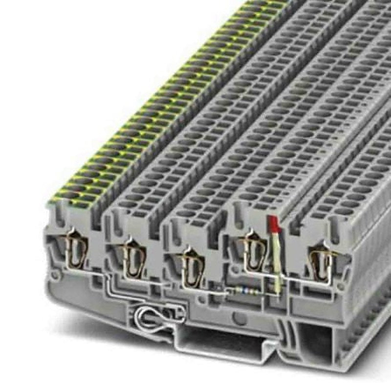 Phoenix Contact 3209170 STIO Series DIN Rail Terminal Block Grey, 0.08mm², 4 mm², 3-Level, Spring Clamp