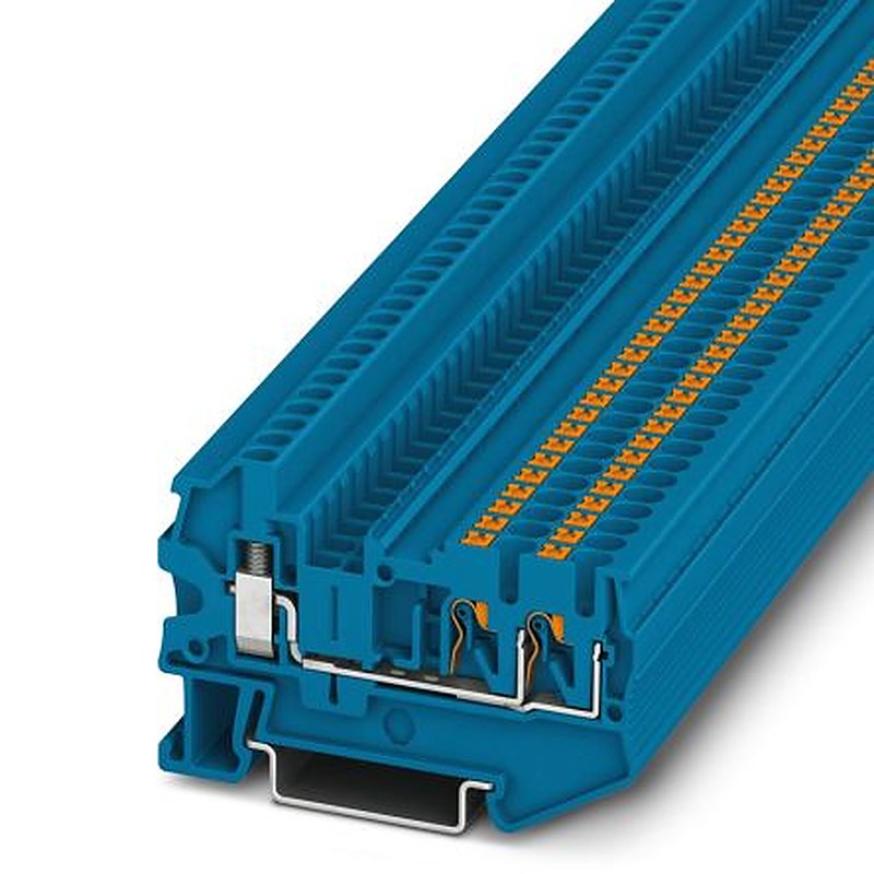 Phoenix Contact 3209516 PTU 2.5-TWIN BU Series Feed Through Terminal Block Blue, 2.5mm², 1-Level, Push-in