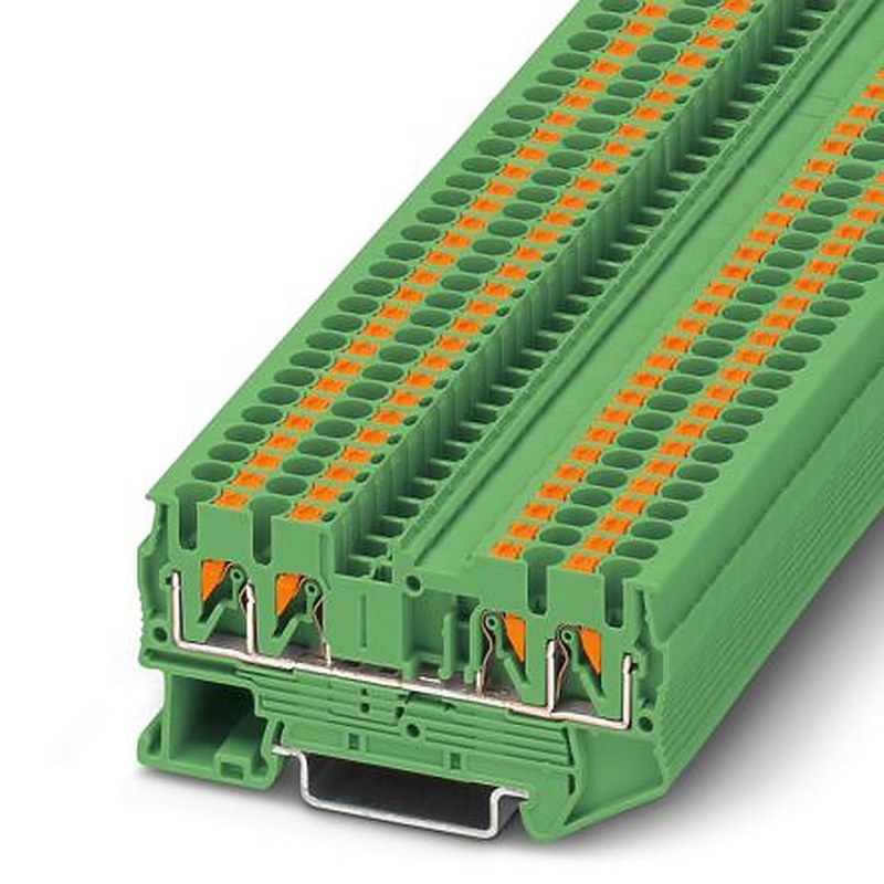Phoenix Contact 3209582 PT 2 Series Feed Through Terminal Block Green, 4mm², 1-Level, Push-in, IECEx/ATEX