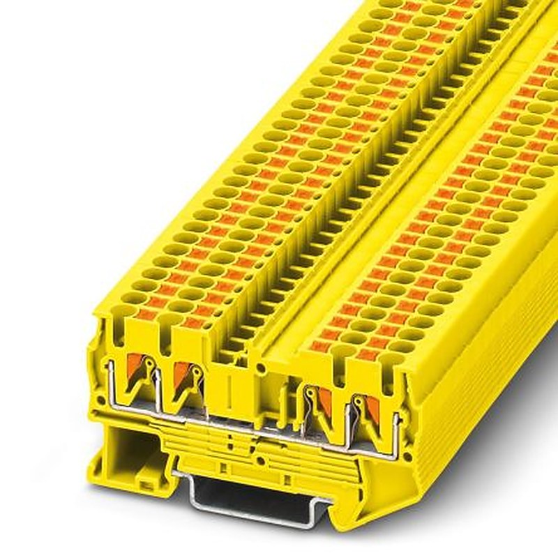 Phoenix Contact 3209583 PT 2 Series Feed Through Terminal Block Yellow, 4mm², 1-Level, Push-in, IECEx/ATEX