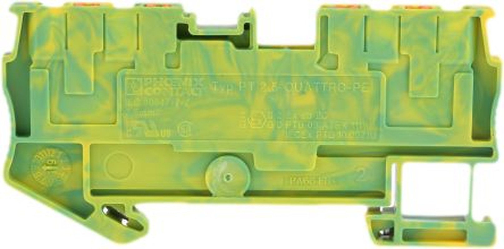 Phoenix Contact 3209594 PT 2.5-QUATTRO-PE Series Earth Terminal Block Yellow, Green, 0.14mm², 4 mm², 1-Level, Push-in,