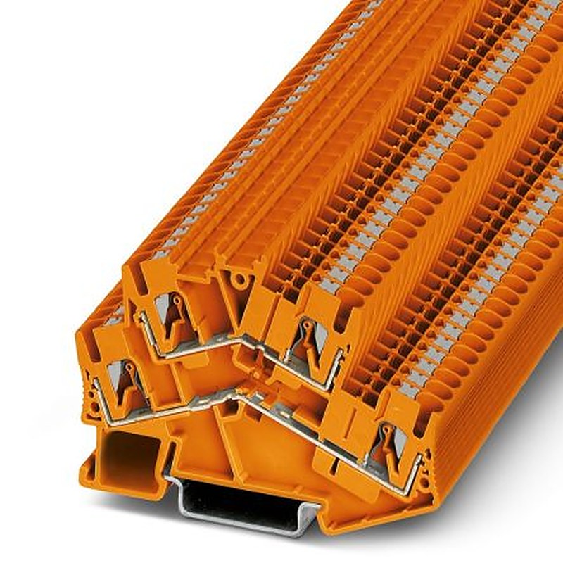 Phoenix Contact 3209605 PTTBS 2.5 OG Series Double Level Terminal Block Orange, 0.14mm², 4 mm², 2-Level, Push-in,