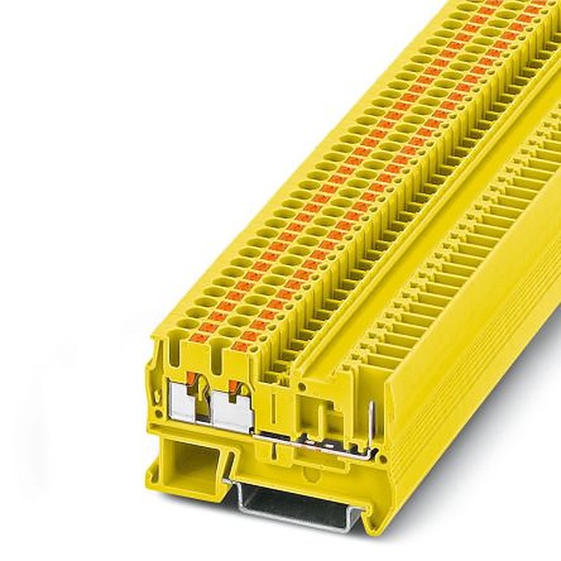 Phoenix Contact 3209635 PT 2.5-TWIN/1P YE Series Feed Through Terminal Block Yellow, 0.14mm², 4 mm², 1-Level, Push-in