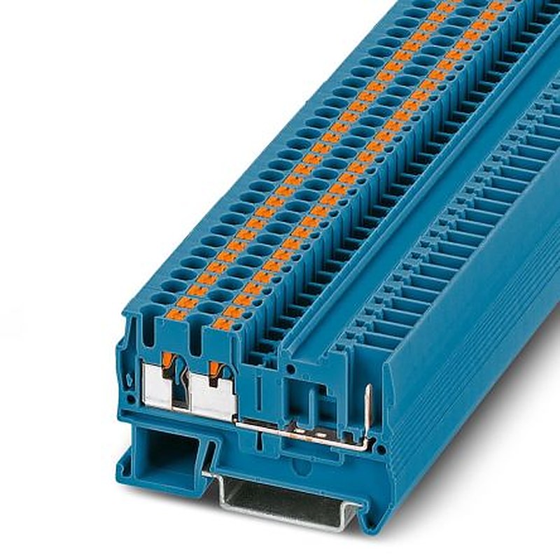 Phoenix Contact 3209646 PT 2 Series Feed Through Terminal Block Blue, 4mm², 1-Level, Push-in