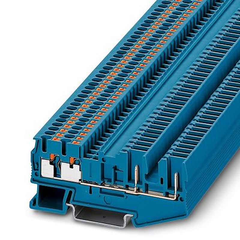 Phoenix Contact 3209675 PT 2.5-QUATTRO/2P BU Series Feed Through Terminal Block Blue, 0.14mm², 4 mm², 1-Level, Push-in