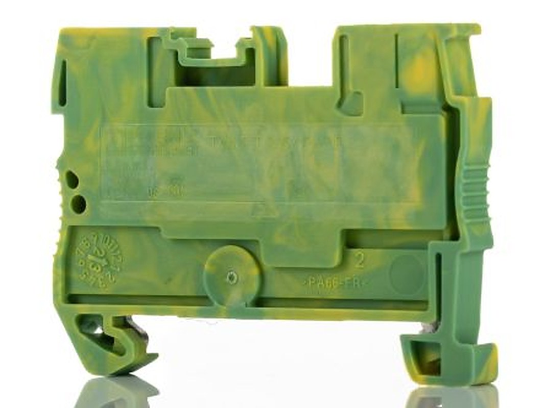 Phoenix Contact 3210059 PT 2.5/1P-PE Series Earth Terminal Block Yellow, Green, 0.14mm², 4 mm², 1-Level, Push-in