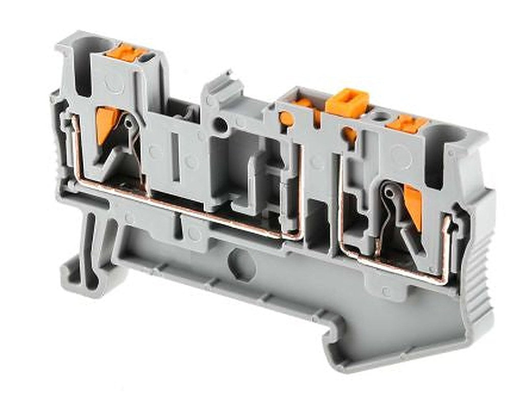 Phoenix Contact 3210156 PT 2.5-MT Series Knife Disconnect Terminal Block Grey, 0.14mm², 4 mm², 1-Level, Push-in