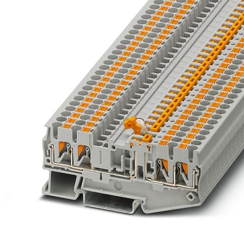 Phoenix Contact 3210172 PT 2.5-QUATTRO-MT Series Knife Disconnect Terminal Block Grey, 0.14mm², 4 mm², 1-Level, Push-in