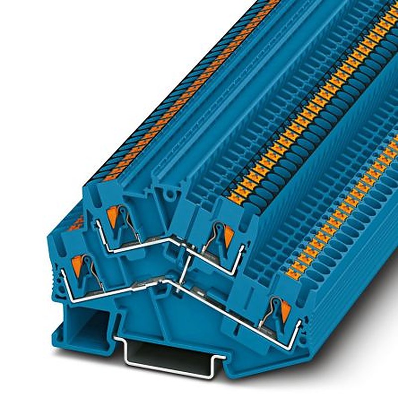 Phoenix Contact 3210212 PTTBS 2.5-PV BU Series Double Level Terminal Block Blue, 0.14mm², 4 mm², 2-Level, Push-in,