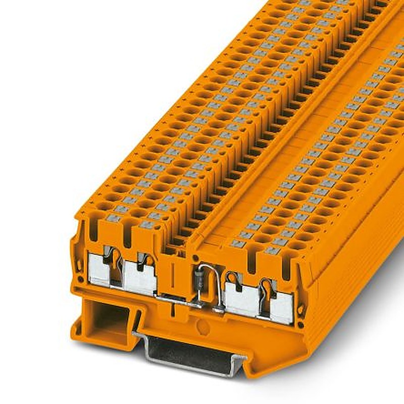 Phoenix Contact PT Series Feed Through Terminal Block, 4-Way, 12AWG, 26 AWG Wire, 500mA Push-in