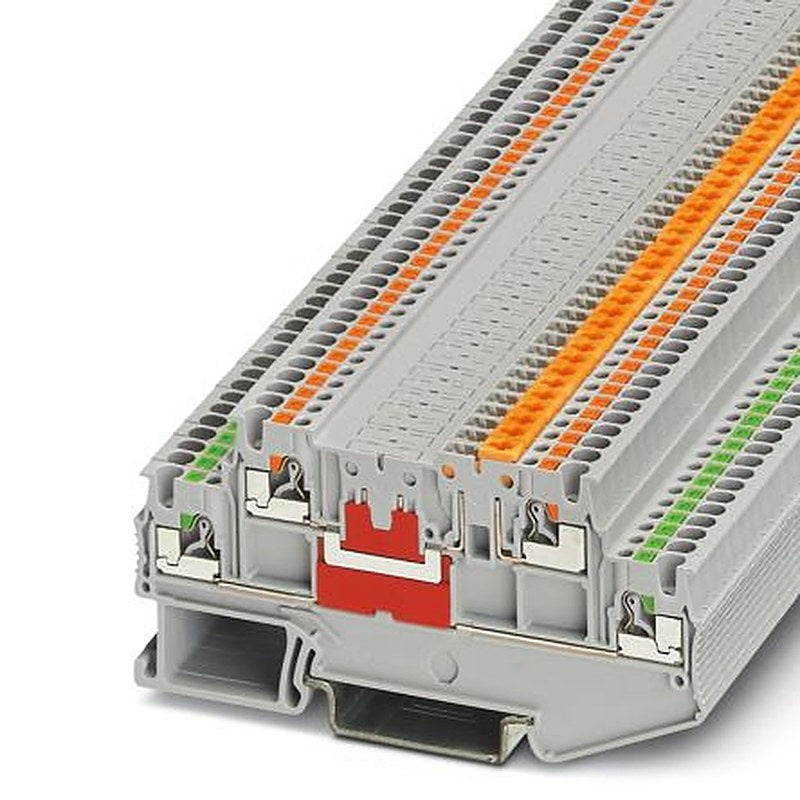 Phoenix Contact 3210341 PTT 1.5/S-L/MT Series Knife Disconnect Terminal Block Grey, 0.14mm², 1.5 mm², 2-Level, Push-in