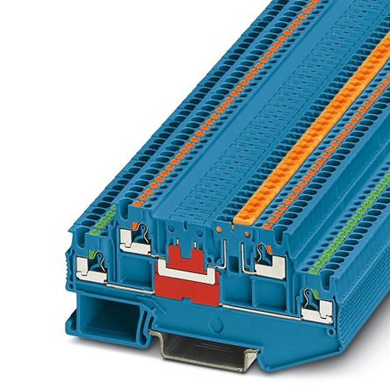Phoenix Contact 3210342 PTT 1.5/S-L/MT BU Series Knife Disconnect Terminal Block Grey, 0.14mm², 1.5 mm², 2-Level,