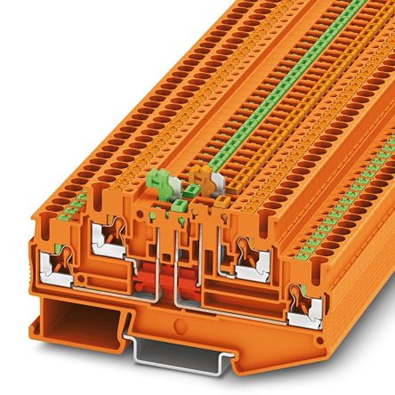 Phoenix Contact 3210372 PTT 2.5-2MT OG Series Knife Disconnect Terminal Block Orange, 0.14mm², 4 mm², 2-Level, Push-in