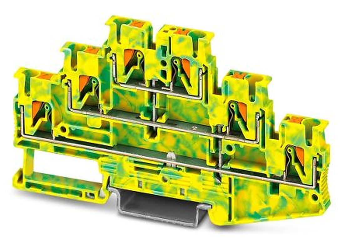 Phoenix Contact 3210525 PT 2.5-3PE Series Earth Terminal Block Yellow, Green, 0.14mm², 4 mm², 3-Level, Push-in, ATEX