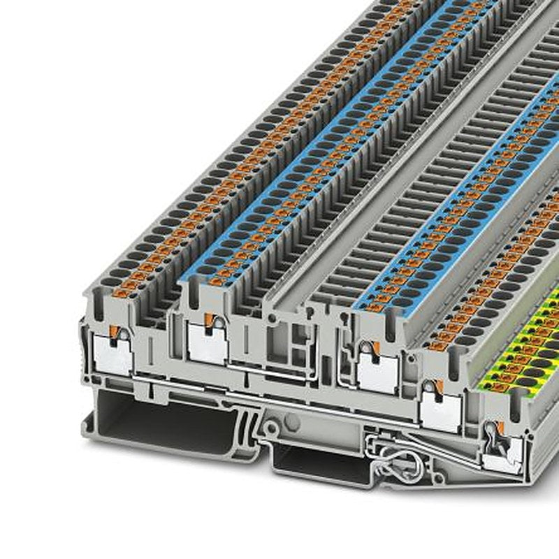 Phoenix Contact 5-Way DIN Rail Earth Terminal Block, 4mm², 12AWG Wire, Push-in, Polyamide Housing