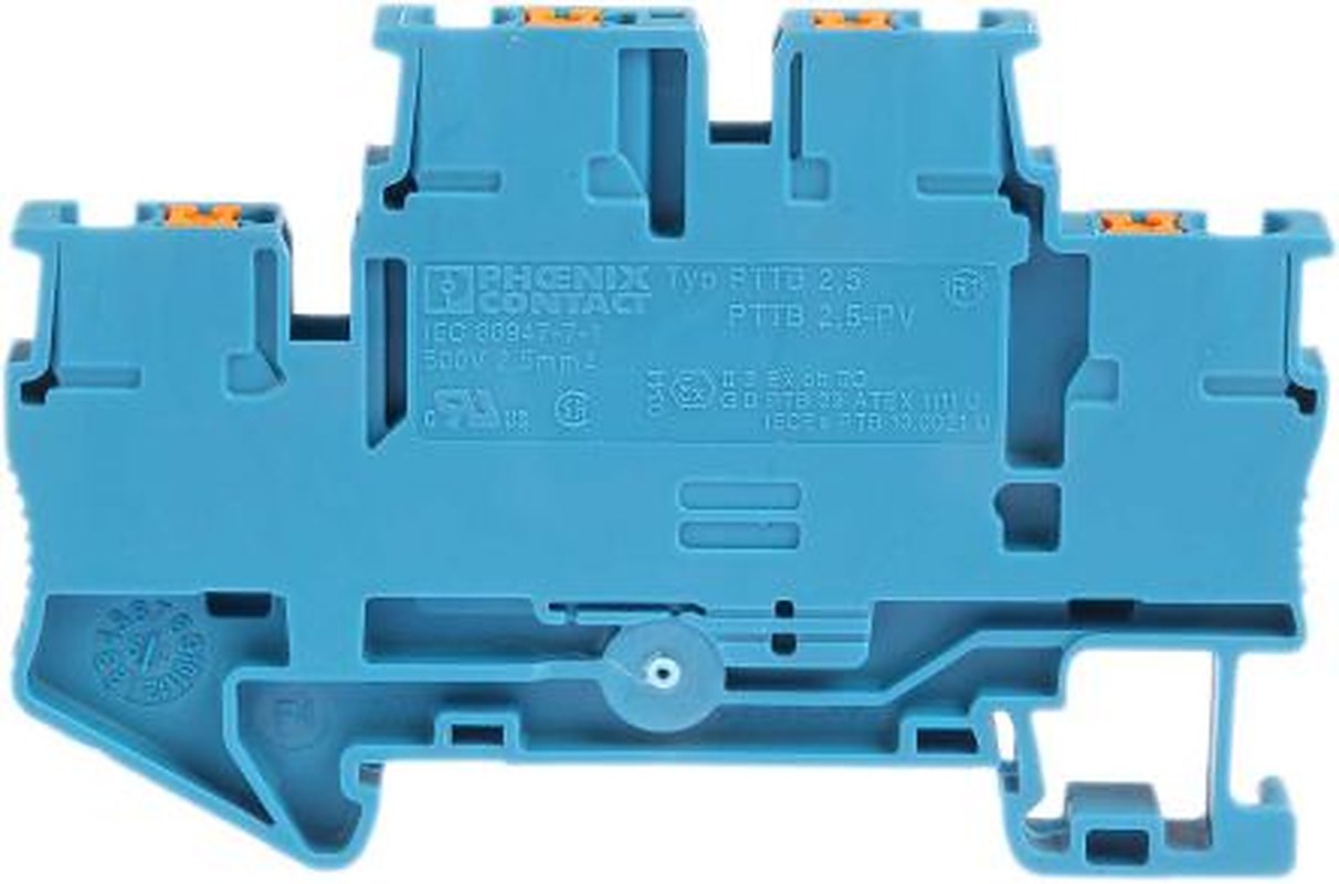 Phoenix Contact 3210570 PTTB 2.5 BU Series Double Level Terminal Block Blue, 0.14mm², 4 mm², 2-Level, Push-in, ATEX