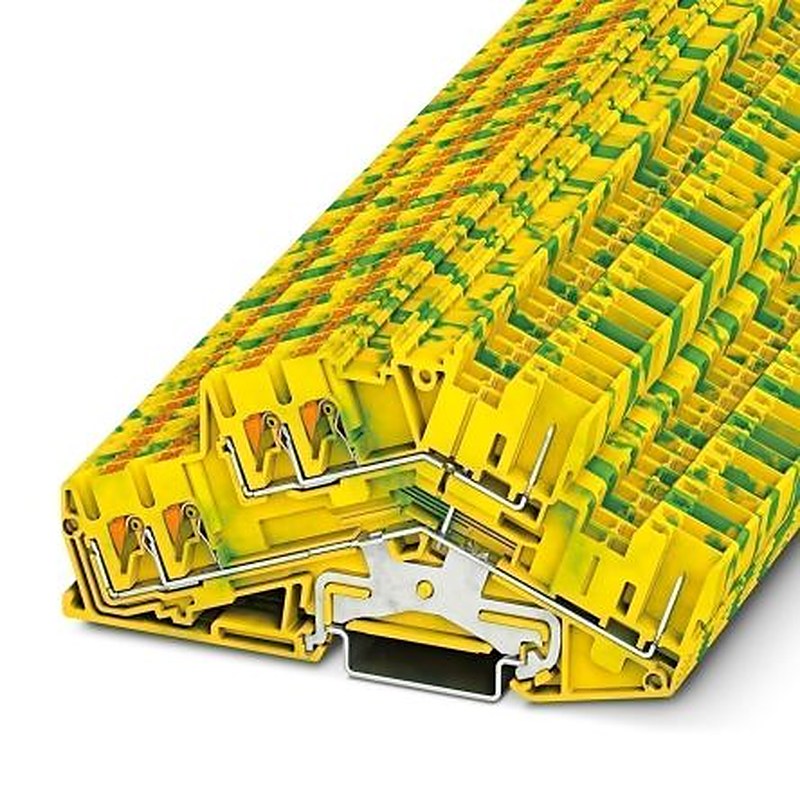 Phoenix Contact 3210606 PTTBS 2.5-TWIN/2P-PE Series Earth Terminal Block Yellow, Green, 0.14mm², 4 mm², 2-Level, Push-in