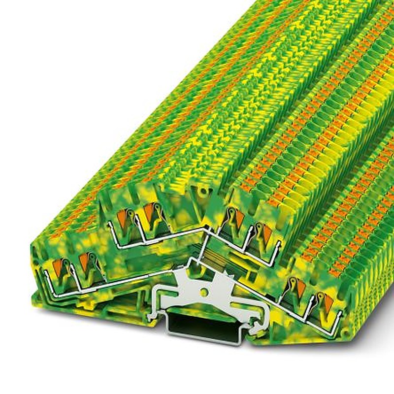 Phoenix Contact 3210611 PTTBS 2.5-QUATTRO-PE Series Double Level Terminal Block Green, Yellow, 0.14mm², 4 mm², 2-Level,