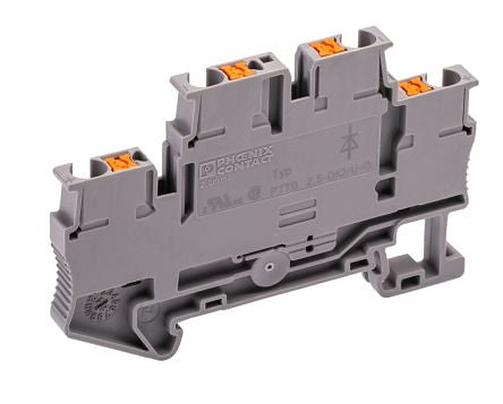 Phoenix Contact 3210936 PTTB 2.5-DIO/U-O Series Component Terminal Block Grey, 0.14mm², 4 mm², 2-Level, Push-in