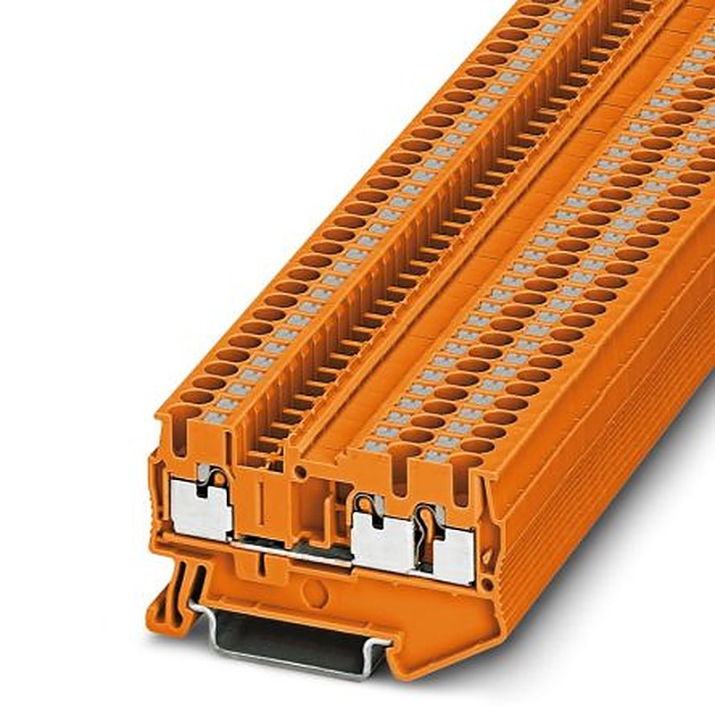 Phoenix Contact 3211210 PT 2.5-TWIN OG Series Feed Through Terminal Block Orange, 4mm², 1-Level, Push-in, IECEx/ATEX