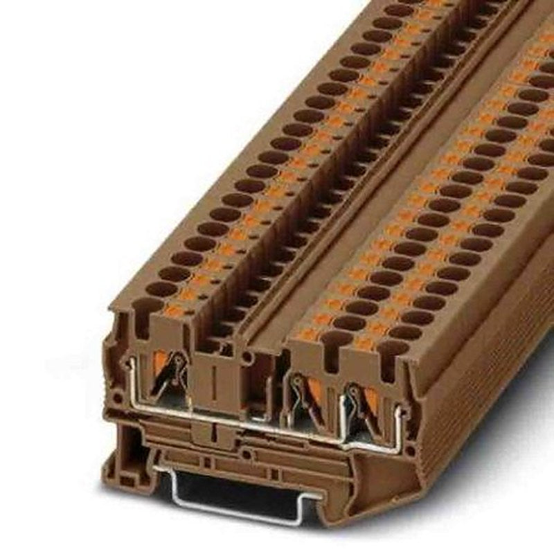 Phoenix Contact 3211254 PT 4 Series Feed Through Terminal Block Brown, 0.2mm², 6 mm², 1-Level, Push-in, IECEx/ATEX