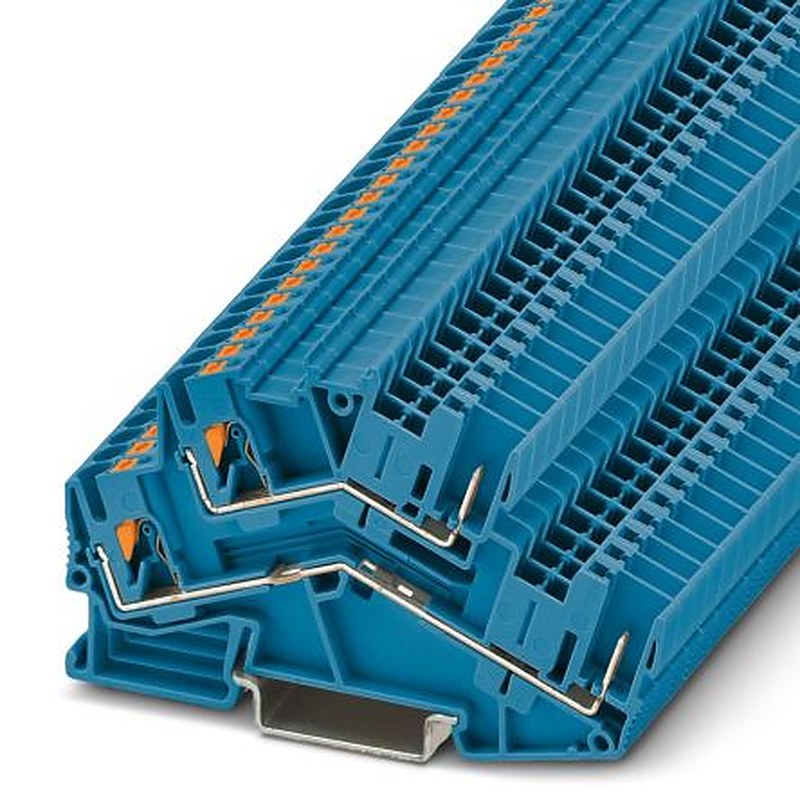 Phoenix Contact 3211261 PTTBS 2.5/2P BU Series Double Level Terminal Block Blue, 0.14mm², 4 mm², 2-Level, Push-in