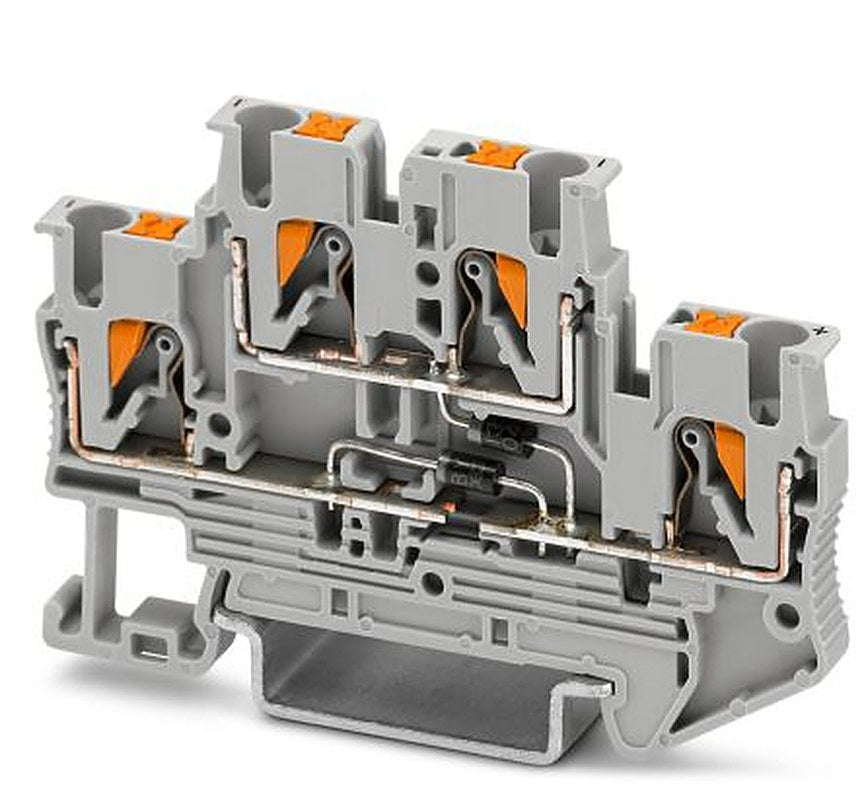 Phoenix Contact 3211433 PTTB 2.5-2DIO/UR-O/UR-UL Series Component Terminal Block Grey, 0.14mm², 4 mm², 2-Level, Push-in