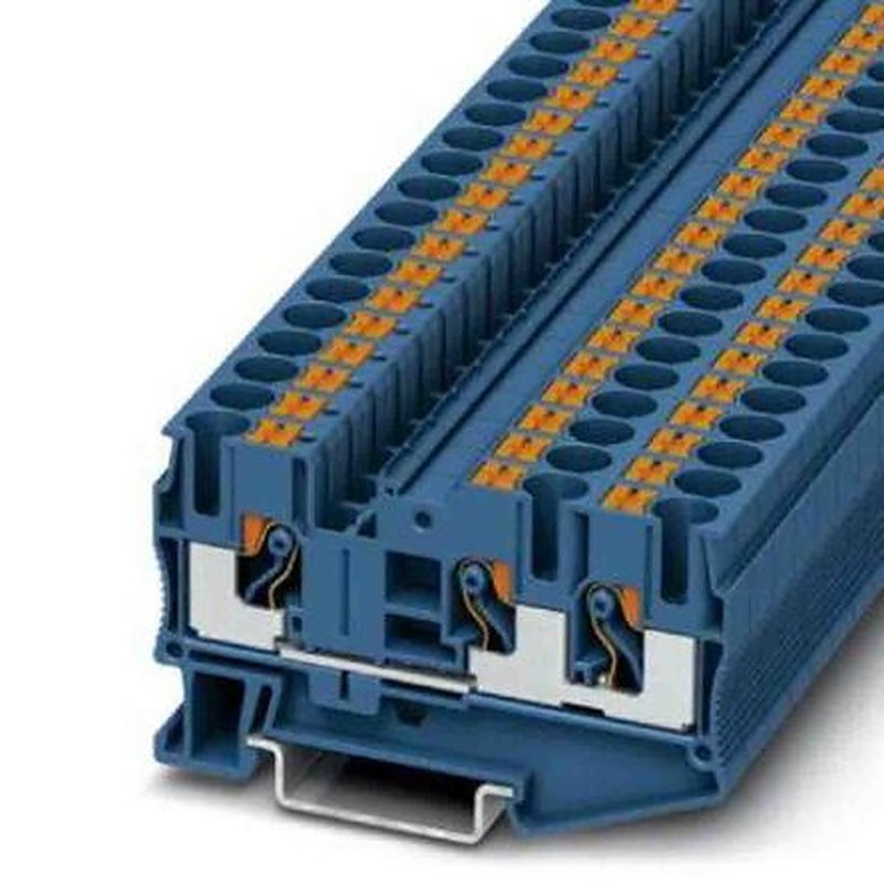 Phoenix Contact 3211485 PT 6 Series Feed Through Terminal Block Blue, 0.5mm², 10 mm², 1-Level, Push-in, IECEx/ATEX
