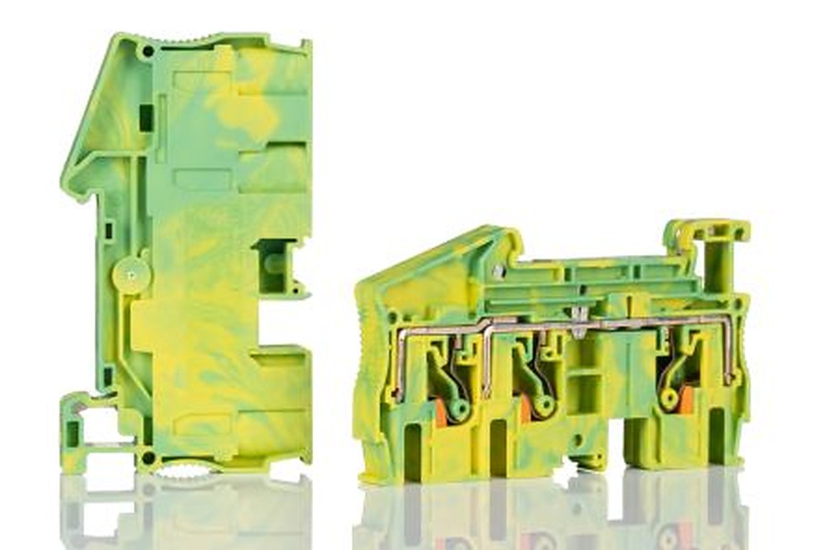 Phoenix Contact 3211498 PT 6 Series Earth Terminal Block Yellow, Green, 10mm², 1-Level, Push-in, ATEX, IECEx
