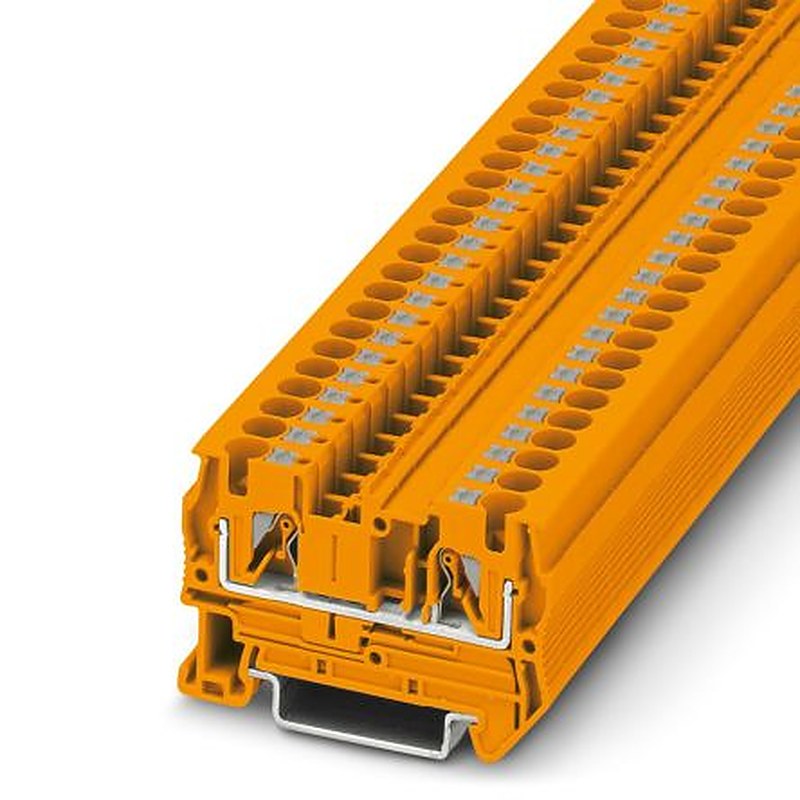Phoenix Contact 3211758 PT 4 OG Series Feed Through Terminal Block Orange, 6mm², 1-Level, Push-in, IECEx/ATEX