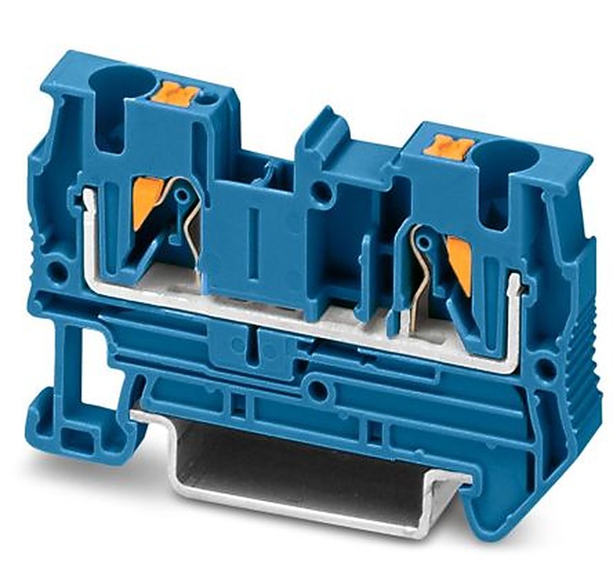 Phoenix Contact 3211760 PT 4 BU Series Feed Through Terminal Block Blue, 0.2mm², 6 mm², 1-Level, Push-in, ATEX, IECEx