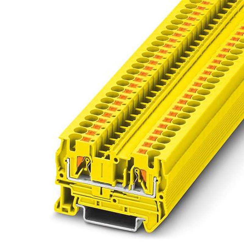 Phoenix Contact 3211762 PT 4 YE Series Feed Through Terminal Block Yellow, 6mm², 1-Level, Push-in, IECEx/ATEX