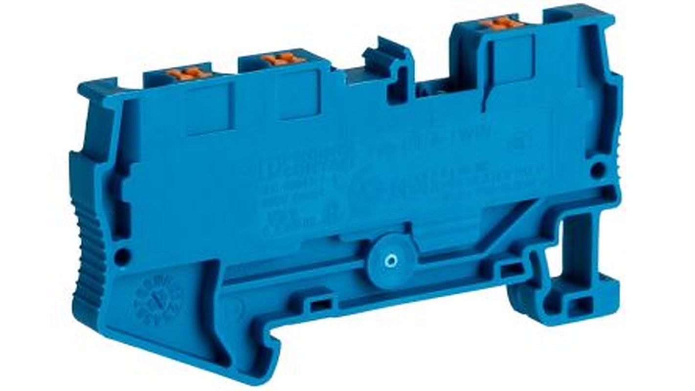 Phoenix Contact 3211775 PT 4-TWIN BU Series Feed Through Terminal Block Blue, 0.2mm², 6 mm², 1-Level, Push-in, IECEx,